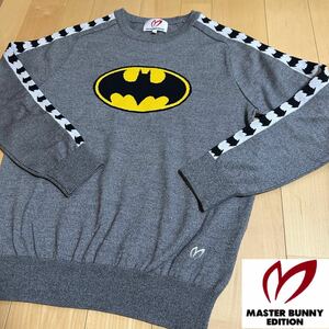 マスターバニー4★バットマンコラボセーター サイズ4 極美品 メンズ 編み込みロゴ ロゴ刺繍 高級ゴルフブランド パーリーゲイツ