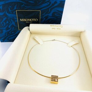 【77】 MIKIMOTO ミキモト ダイヤ オメガネックレス リバーシブル K18YG K18WG スクエア 合計0.61ct 全長 42cm 15.2ｇ (1377)