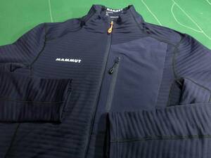 ^MAMMUT Mammut border weave knitted material fleece a navy blue kaga light ML jacket dark navy Asia M almost unused!!!^