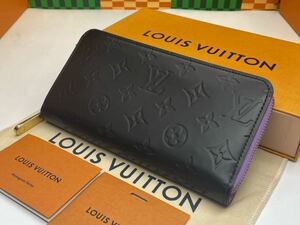 1円◇新型.極美品◇LOUISVUITTON◇ヴェルニ◇ジッピーウォレット◇ルイヴィトン◇モノグラム◇ブラック×バイオレット◇ラウンドファスナー