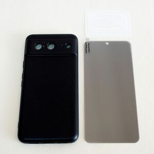 【3点フルセット】Google Pixel 8 ブラックケース+のぞき見防止ガラスフィルム+カメラガラス TPUケース 液晶保護 強化ガラス ピクセル 8