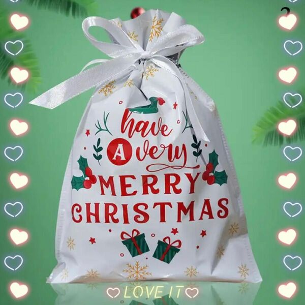 クリスマスプレゼント ラッピング袋 包装 梱包 紫 サンタさん
