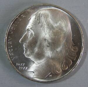 チェコスロバキア　 (Y104）　100コルン　記念銀貨　1977年銘　ホラー没後300年