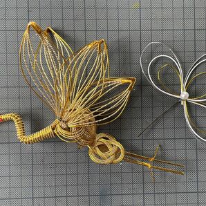 水引ゴールド鶴 19cm + 3本取り水引き飾り セット