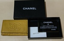 CHANEL シャネル キャビアスキン 6連キーケース イエロー_画像2