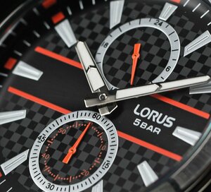 新品1円 セイコーLORUS 50m防水 本革ベルト 精悍ブラック 逆輸入ヨーロッパ メンズ 激レア日本未発売 ローラスSEIKO 腕時計 クオーツ