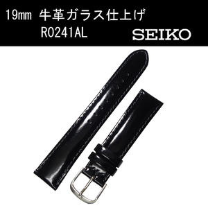  Seiko телячья кожа стекло отделка R0241AL 19mm чёрный часы ремень частота порез .. . вода стежок есть новый товар не использовался стандартный товар бесплатная доставка 
