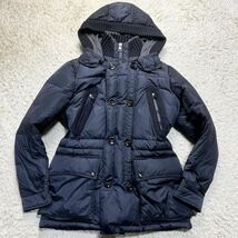 極美品 モンクレール MONCLER MATHIAS ダウンジャケット コート 1 M相当 フード着脱◎ ニット 羽毛 フェザー ネイビー_画像1