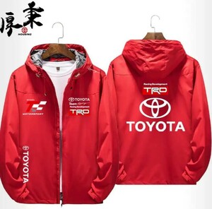 03★新品★トヨタ TRD★モータースポーツ ロゴ アウトドアスポーツウェア ジッパーパーカー スウェット 釣り服 冬服★レッド★