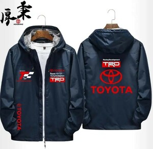 01★激レア★トヨタ TRD★モータースポーツ ロゴ アウトドアスポーツウェア ジッパーパーカー スウェット 釣り服 冬服★紺★