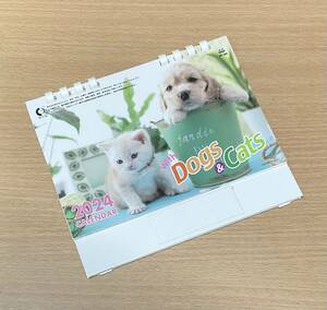 【未使用、非売品】2024年(令和6年) 犬猫　写真　卓上カレンダー②　簡単メモ書きOK