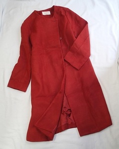 ◆chocol raffine robe ショコラフィネローブ／上品　ノーカラーコート　ロングコート／紅葉色／サイズF