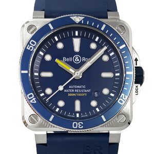 [Используется] Bell &amp; Ross Instruments BR03-92 Diver Blue BR03-92-D-BU-ST/SRB Автоматическая обмотка резиновая резиновая резиновая дата Date Date Date 42mm Bell &amp; Ross