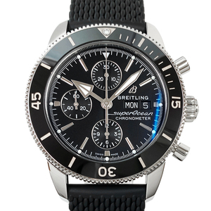 [ used ] Breitling Super Ocean worn te-ji chronograph 44 A13313121B1A1 self-winding watch Raver black face day of the week display BREITLING