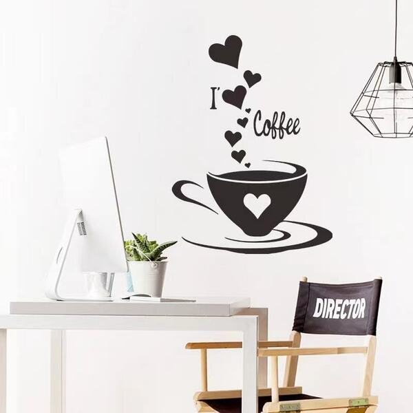 (NO.224）DIY剥がせる壁飾りウォールステッカー綺麗な仕上がり　コーヒーカップ