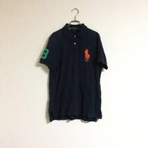 ポロ ラルフローレン POLO RALPH LAUREN ポロシャツ 半袖 ビッグポニー ロゴ刺繍 ナンバー コットン L_画像2