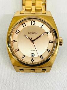 H543*0.5　NIXON　ニクソン　13L　100M　デイト　ピンクゴールド文字盤　クオーツ　メンズ　腕時計