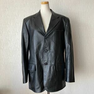 ランバン LANVIN COLLECTION■羊革 ラムレザー ３B ジャケット アウター シープスキン■サイズ50■黒ブラック■