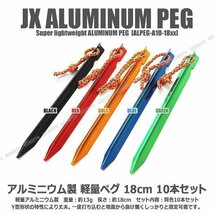 送料無料！ Y型 テント ペグ 18cm [ブルー] 10本セット 軽量 ジュラルミン製 アルミニウム アルマイト 紐付属 山 アウトドア キャンプ用品_画像2