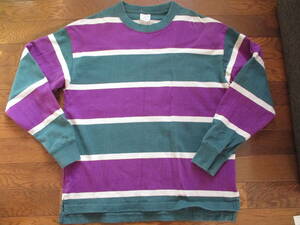 Champion Champion sweatshirt sweat SMALL S size cotton 100% purple green border men's man lady's M tops 