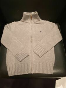 格安 ラルフローレン ポロ キッズ ボーイズ　RALPHLAUREN POLO ジップアップ ニット グレー　8 140 スポーツ　カジュアル