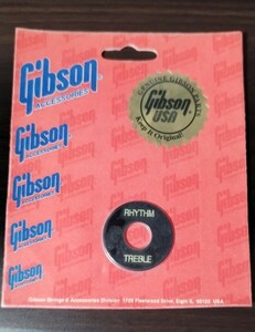 GIBSON RHYTHM/TREBLE TOGGLE SWITCH WASHER WA-010 BLACK/GOLD　ギブソン 純正 トグルスイッチワッシャー プレート ブラック／ゴールド