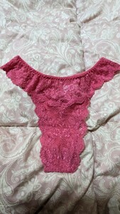 ピンク総レース刺繍セクシーＴバックパンティsizeLL