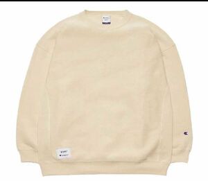 新品未使用 L Wtaps ACADEMY / CREW NECK / COTTON. CHAMPION. REVERSE WEAVE Sand ダブルタップス チャンピオン クルーネック サンド