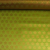 金襴織物　黄緑　梅鉢　69㎝×１ｍ_画像2