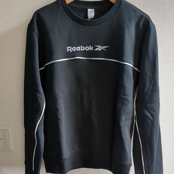 タグ付き未使用品 リーボック Reebok ロゴトレーナー メンズLサイズ ブラック スウェット 裏起毛