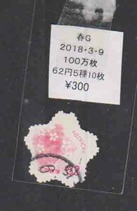 （３６３）日本切手・・記念・色漏れエラー・２０１８年春グリーン済み