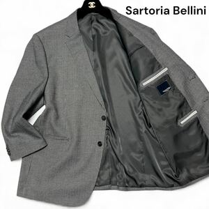 未使用級◎4Lサイズ!! サルトリアベリーニ【希少な超ビッグサイズ】Sartoria Bellini 千鳥柄 テーラードジャケット グレー 秋冬◎メンズ