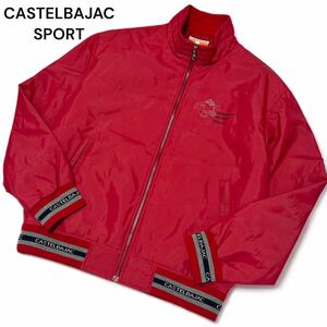 美麗品◎3サイズ!! カステルバジャック【超希少カラー】CASTELBAJAC SPORT 刺繍 トラック ジャケット ゴルフウェア レッド 光沢感◎メンズ