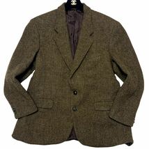 ヴィンテージ◎XLサイズ位 ハリスツイード【紳士のマストアイテム】HARRIS TWEED×AUSTIN REED ツイード ジャケット カーキ ウール◎メンズ_画像2