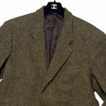 ヴィンテージ◎XLサイズ位 ハリスツイード【紳士のマストアイテム】HARRIS TWEED×AUSTIN REED ツイード ジャケット カーキ ウール◎メンズ_画像3