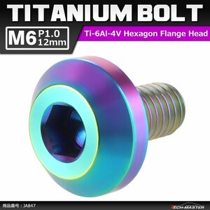 M6×12mm P1.0 64チタン合金 テーパーヘッド 六角穴 ボタンボルト 焼きチタンカラー 車/バイク 1個 JA847