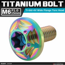 M6×15mm P1.0 64チタン合金 トルクス穴 フランジ付き ボタンボルト レインボーカラー JA1034_画像1