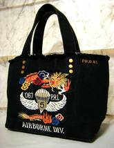 帆布/良品〇AIR BORNE 多目的カートバッグ POLOラルフローレン 82nd Airbome Divsion 裏生地付き 刺しゅうロゴ インディゴ_画像1