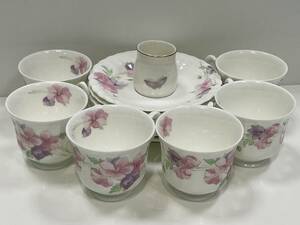 【B-12823】未使用品 Noritake ノリタケ 花柄 カップ ソーサー 6客 金彩 Bone China ボーンチャイナ シュガーポット付 和光園