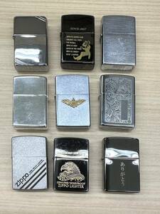 【E-359～832】ZIPPO ジッポー オイルライター アメリカンイーグル ダイアゴナルライン シルバー 9点 おまとめ 着火未確認 ジャンク まとめ