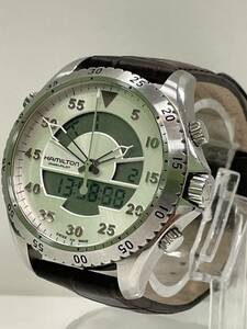 【B-12763】美品 HAMILTON ハミルトン Khaki Pilot Flight Timer カーキ パイロット フライトタイマー メンズ 腕時計 クォーツ QZ H645140