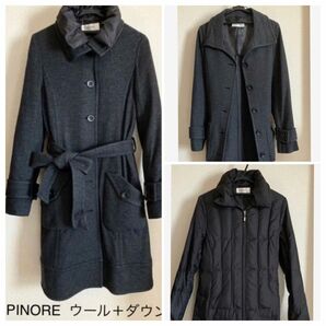 PINORE ピノーレ インナーダウン付き ウールコート　size40（Mサイズ寄り）