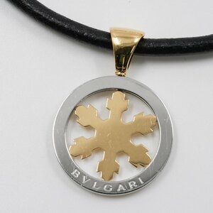  BVLGARY BVLGARI pendant necklace ton do snow flakes SS/K18YG leather choker attaching used good goods [ quality iko-]
