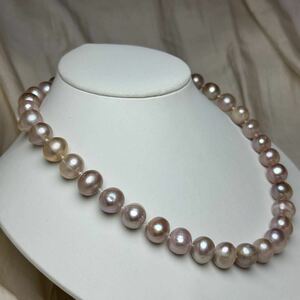 天然パールネックレス12.5mm 天然パールネックレス　41cm jewelry パープルパール