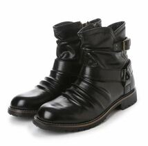 ■Rider's Boots drape&zip belt★ ドレープジップライダースブーツ ◆BLブラック◆27.0cm□新品未使用★_画像2