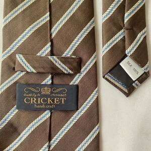 CRICKET handcraft シルク100% ストライプ ネクタイ ブラウン