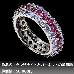 【1円新品】イケゾエガレ｜6.50ct 天然タンザナイト&ガーネット K14WG仕上リング 15.5号｜作家モノ｜本物保証｜NGL鑑別対応