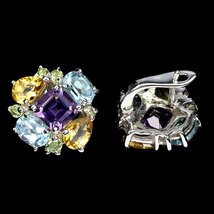 【1円新品】イケゾエガレ｜14.00ct 天然アメジスト&シトリン&ペリドット&トパーズ K14WG仕上ピアス｜作家モノ｜本物保証｜NGL鑑別対応_画像7