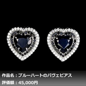 【1円新品】イケゾエガレ｜4.00ct 天然ブルーサファイア&ブラックスピネル ダイヤモンド K14WG仕上ピアス｜作家モノ｜本物保証｜NGL鑑別対