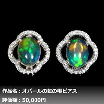 【1円新品】イケゾエガレ｜5.00ct 天然プレシャスオパール ダイヤモンド K14WG仕上ピアス｜作家モノ｜本物保証｜NGL鑑別対応_画像1